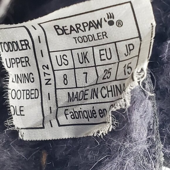 Bearpaw Rosaline Toddler Girls' Gray Suede Leather Warm Winter Boots Size 8 - Picture 9 of 13